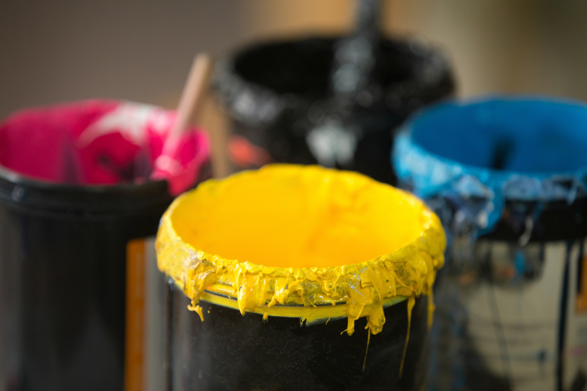 Close up of serigraphy printing ink